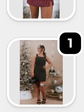 Square-Neck Plaid tweed Mini Dress in Black/ gold
